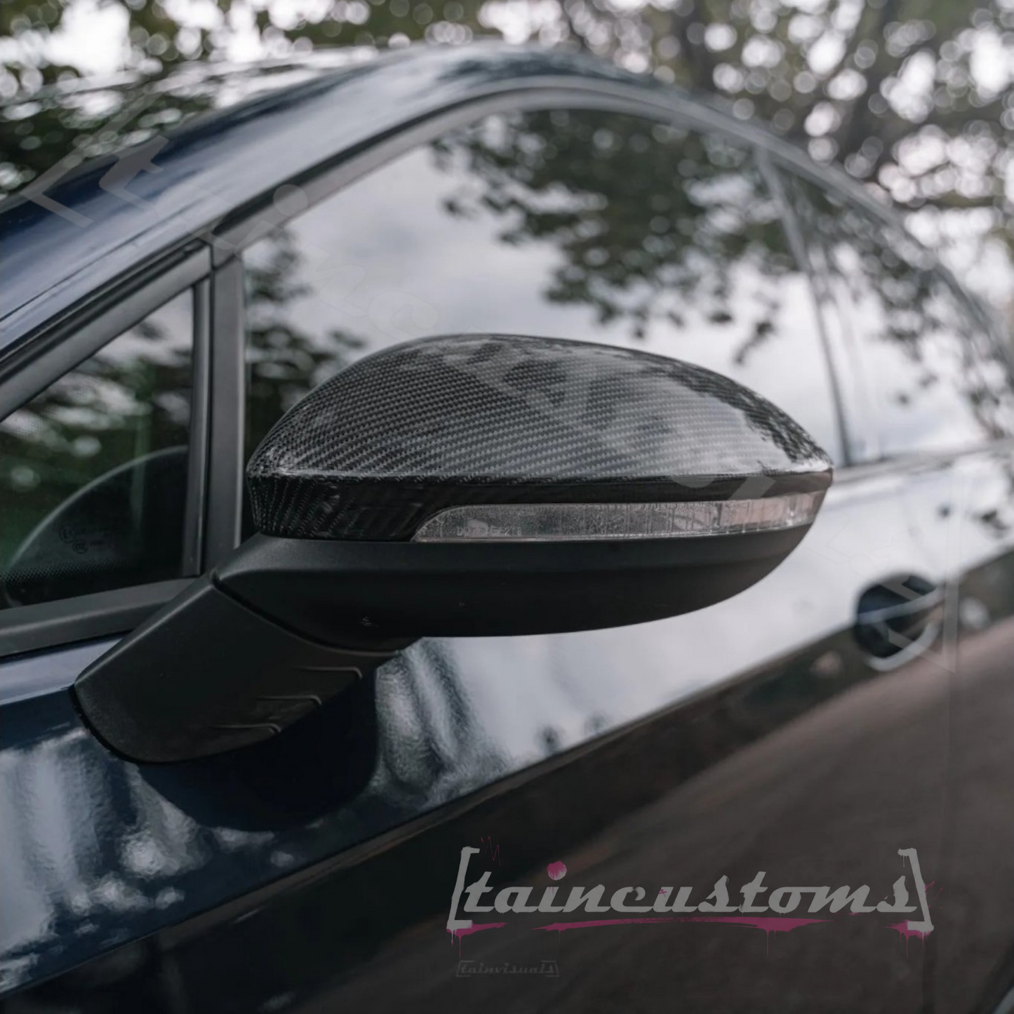 VW MK8 Golf ID3 Real Carbon Fibre Side Wing Mirror Cover Caps Replacement 2020+